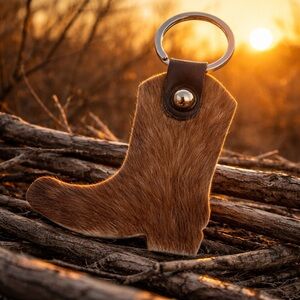 Cowhide Boot Keychain